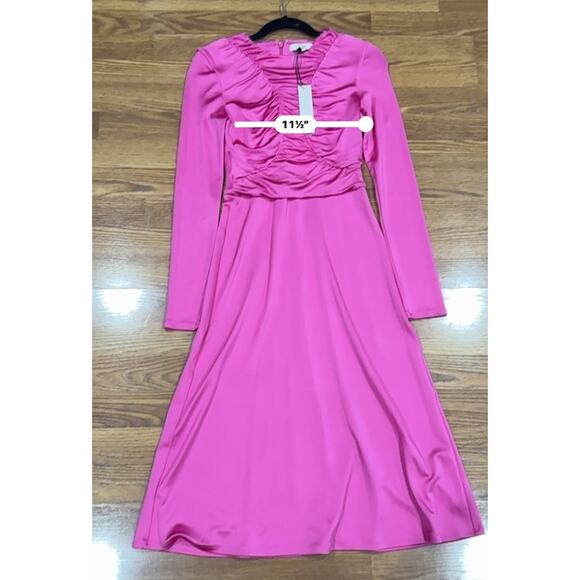 Et Ochs Keasha Magenta Stretch Ruched Jersey Midi Dress Women’s Size 6 - Picture 5 of 13